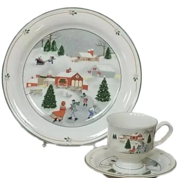 Sango Christmas Silent Night Dinnerware 3 Piece Place Setting New (set 3 of 3) - Picture 1 of 8